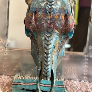 Hand Painted Santa Fe cow Skull